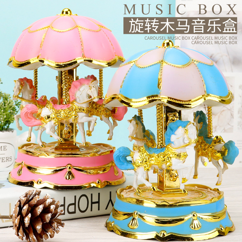 Zhongfu New Romantic Music Box Light Dome Carousel Music Box Living Room Bedroom Decoration Gift Decoration