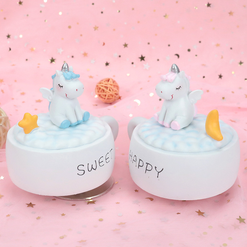 Creative Gift Unicorn Resin Music Box Rotating Girl Heart Decoration Blood Student Music Box Birthday Gift