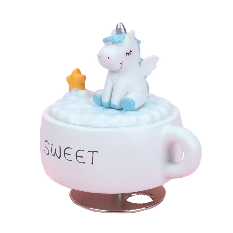 Creative Gift Unicorn Resin Music Box Rotating Girl Heart Decoration Blood Student Music Box Birthday Gift