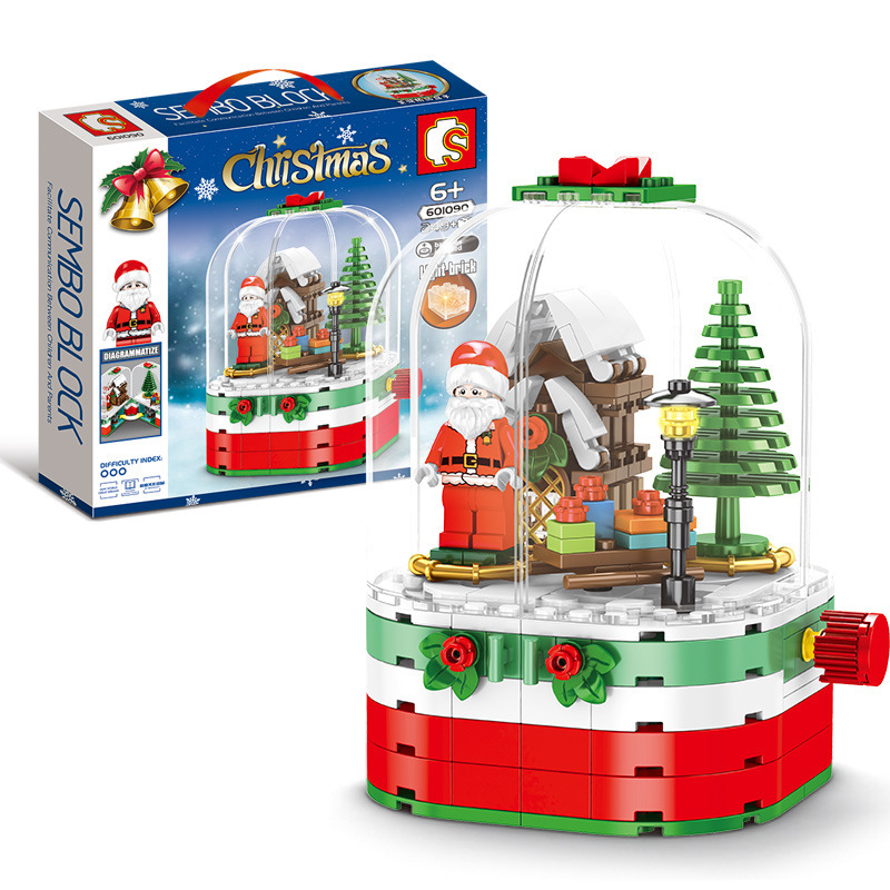 Baby SEMP Christmas Tree Compatible with Lego Light Street View Music Box Assembling Building Blocks Children&#039;s Toys Holiday Gifts Wholesale