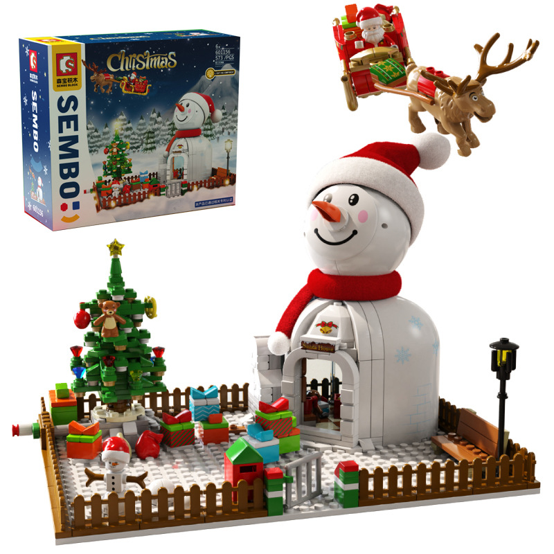 Baby SEMP Christmas Tree Compatible with Lego Light Street View Music Box Assembling Building Blocks Children&#039;s Toys Holiday Gifts Wholesale