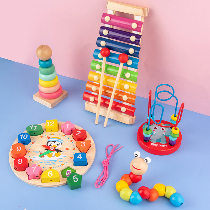 Children&#039;s Intelligence Enlightenment Music Box Ball Twist Insect Baby Early Education Wooden Toys Stall Advantage Toy