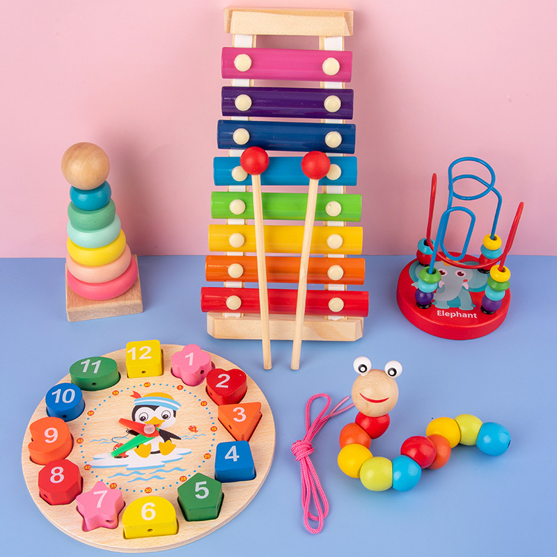 Children&#039;s Intelligence Enlightenment Music Box Ball Twist Insect Baby Early Education Wooden Toys Stall Advantage Toy