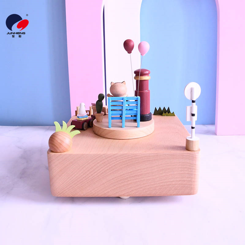Cat&#039;s Sky City Music Box Wooden Mechanical Music Box Birthday Gift Wedding Gift Love Ferris Wheel