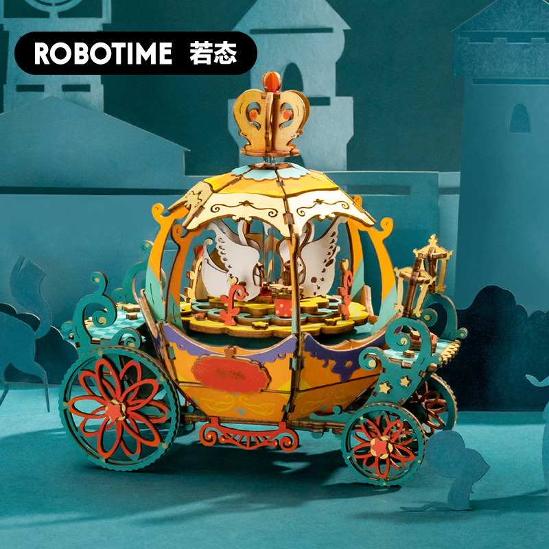 Robotime Ruolai Music Box Wooden Handmade DIY Assembled Music Box Creative Birthday and Holiday Gift Educational Toys