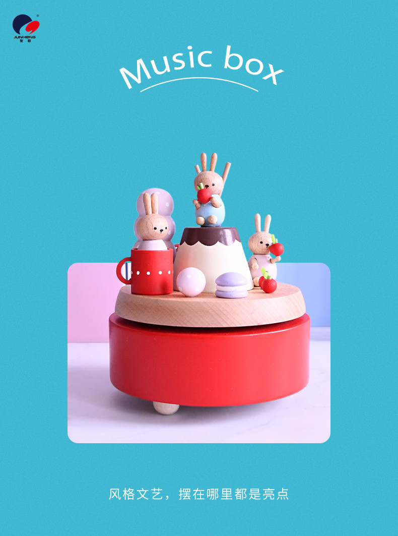 Cat's Sky City Wooden Music Box Clockwork Music Box Birthday Gift Gift for Bestie Girls Rotating Cute