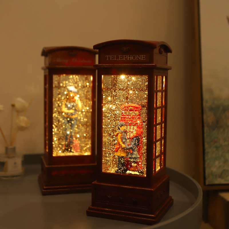 WJL-916 Telephone Booth Crystal Ball Music Box Music Box Crystal Storm Lantern Night Light