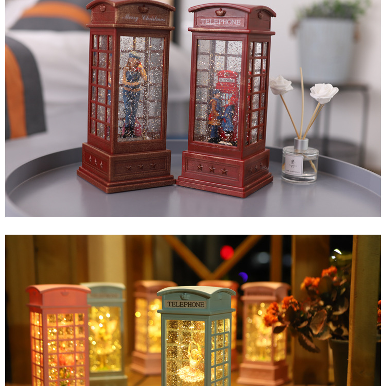 WJL-916 Telephone Booth Crystal Ball Music Box Music Box Crystal Storm Lantern Night Light