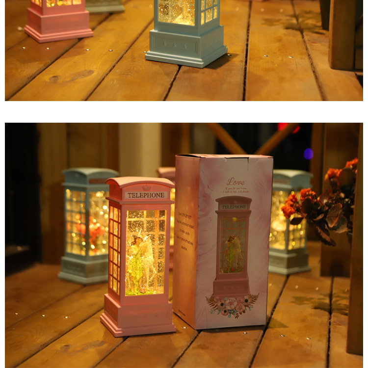 WJL-916 Telephone Booth Crystal Ball Music Box Music Box Crystal Storm Lantern Night Light