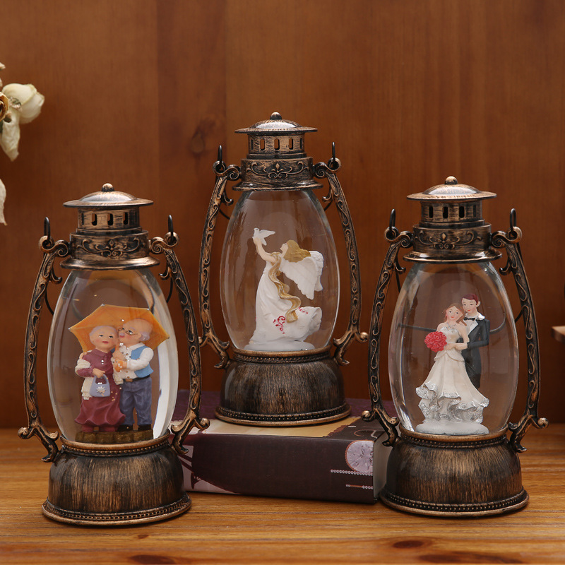 WJL-901A Oval Barn Lantern Led Night Light Crystal Storm Lantern Crystal Ball Music Box Xuyuan Crystal Storm Lantern