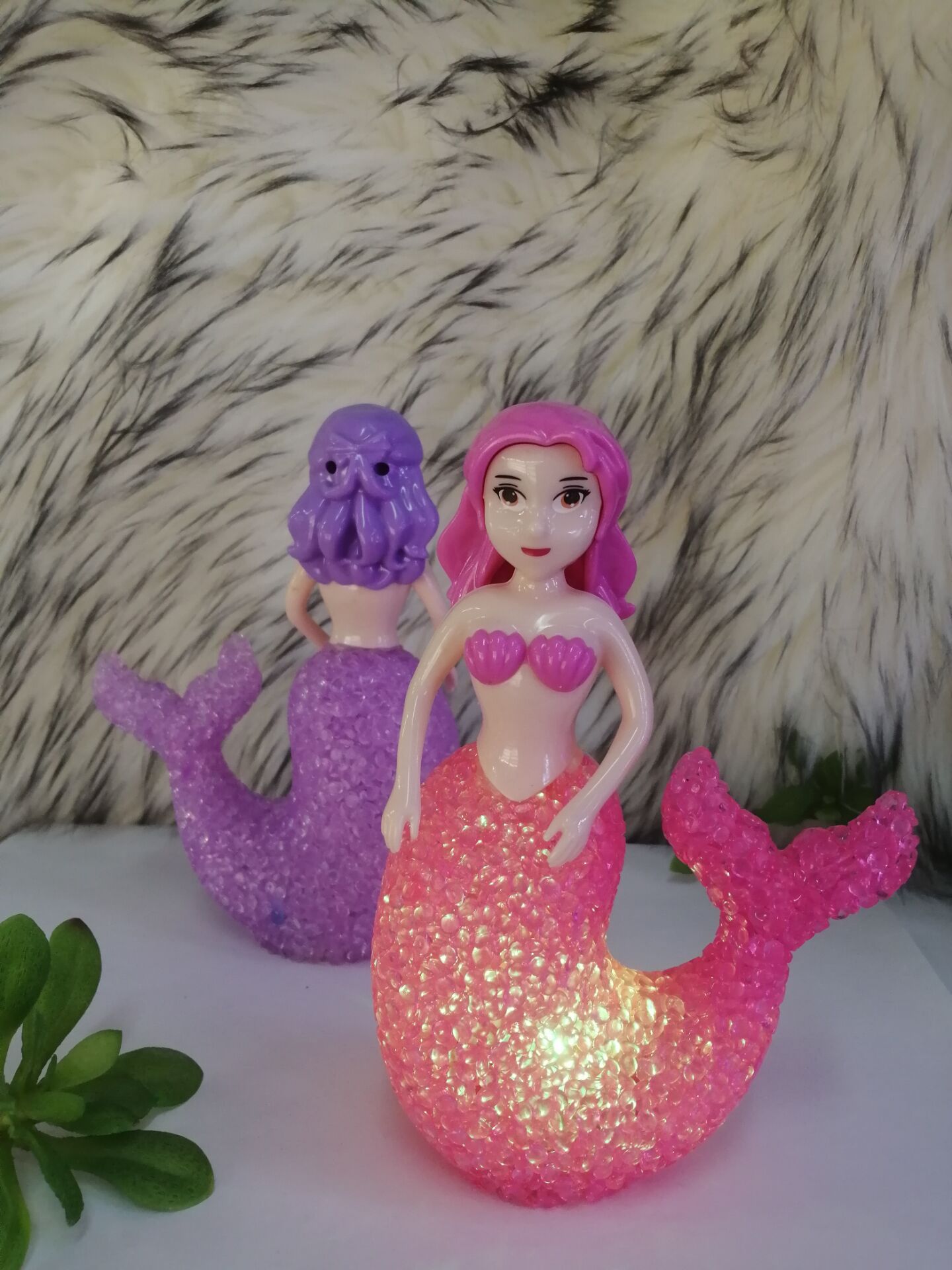Mermaid cartoon animal colorful crystal pellet lamp LED rice lamp gift pendant creative gift