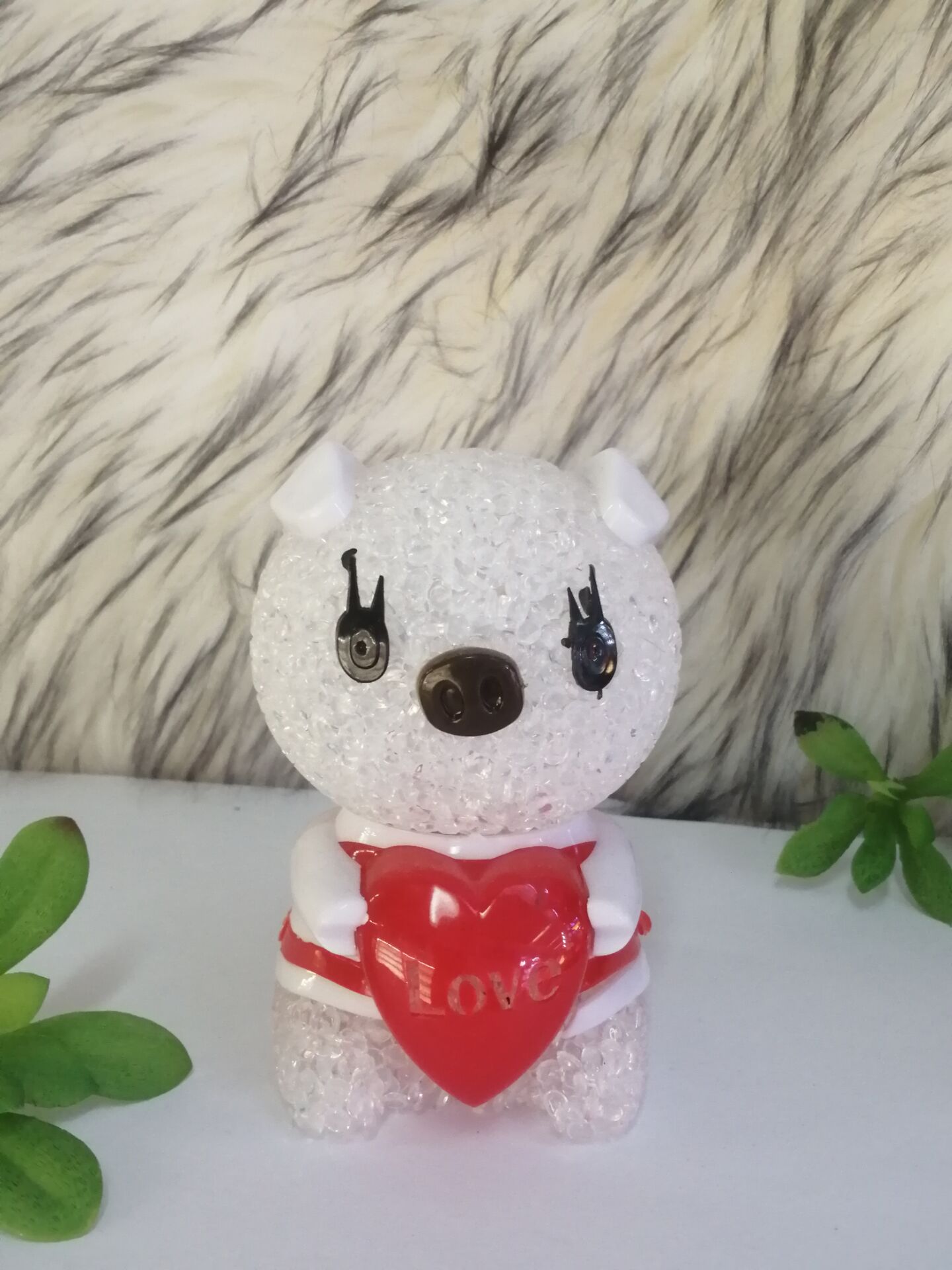 Caring pig cartoon animal colorful crystal grain lamp LED rice grain lamp gift pendant creative gift