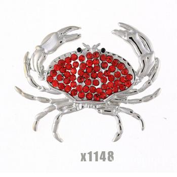 Dream of colorful new European and American fashion jewellery gilt brooch Crystal rhinestone animal crab cute corsage factory outlet