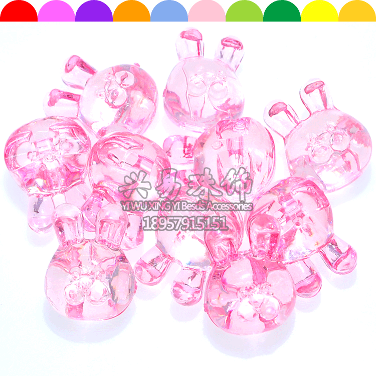 Color transparent acrylic crystal gem animal modeling rabbit head back hole children DIY beads jin about 240 a Color transparent acrylic crystal gem animal modeling rabbit head back hole children DIY beads jin about 240 a