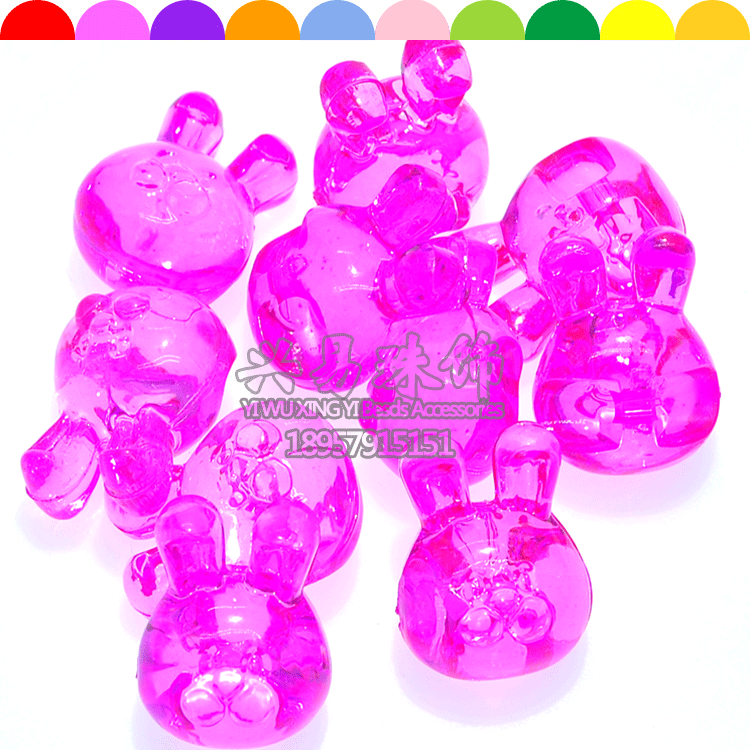 Color transparent acrylic crystal gem animal modeling rabbit head back hole children DIY beads jin about 240 a Color transparent acrylic crystal gem animal modeling rabbit head back hole children DIY beads jin about 240 a