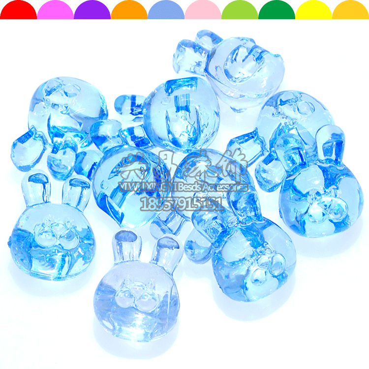Color transparent acrylic crystal gem animal modeling rabbit head back hole children DIY beads jin about 240 a Color transparent acrylic crystal gem animal modeling rabbit head back hole children DIY beads jin about 240 a
