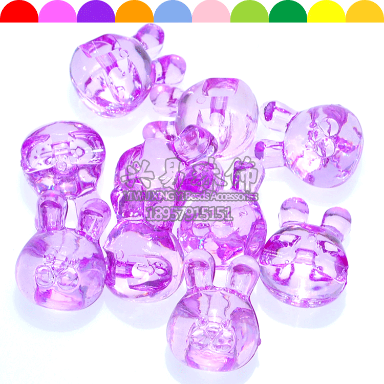 Color transparent acrylic crystal gem animal modeling rabbit head back hole children DIY beads jin about 240 a Color transparent acrylic crystal gem animal modeling rabbit head back hole children DIY beads jin about 240 a