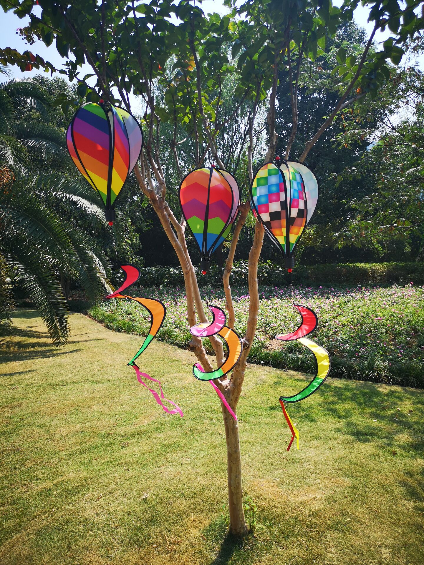 Outdoor Hot Air Balloon Ornament Hot Air Balloon Rainbow Windmill Colorful Building Garden Decoration Hot Air Balloon Rainbow