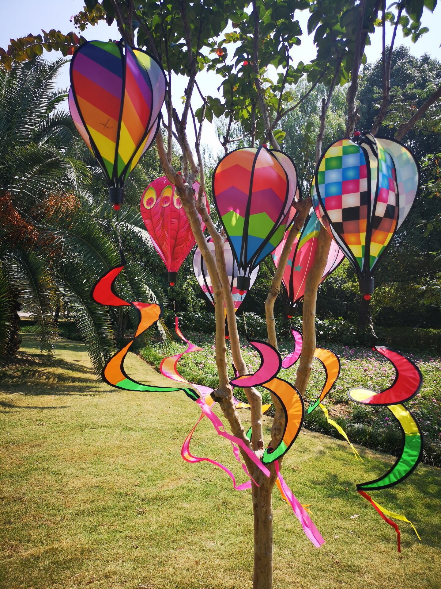 Outdoor Hot Air Balloon Ornament Hot Air Balloon Rainbow Windmill Colorful Building Garden Decoration Hot Air Balloon Rainbow
