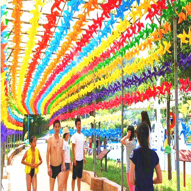 Fashionable PVC windmill string outdoor decoration DIY string windmill manufacturers wholesale custom area kindergarten advertising