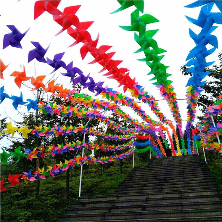 Fashionable PVC windmill string outdoor decoration DIY string windmill manufacturers wholesale custom area kindergarten advertising