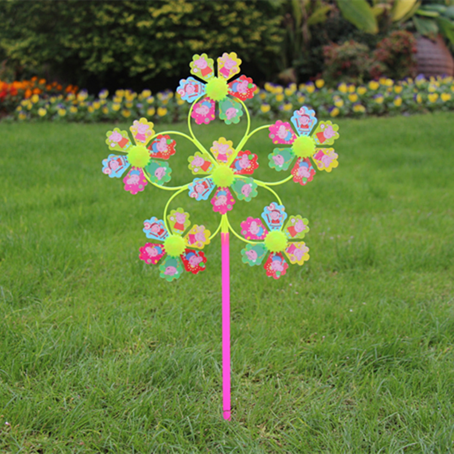 New Six Smiley Windmill Children&#039;s Creative Outdoor Traditional Nostalgic Cartoon Toy Windmill Stall Supply Wholesale