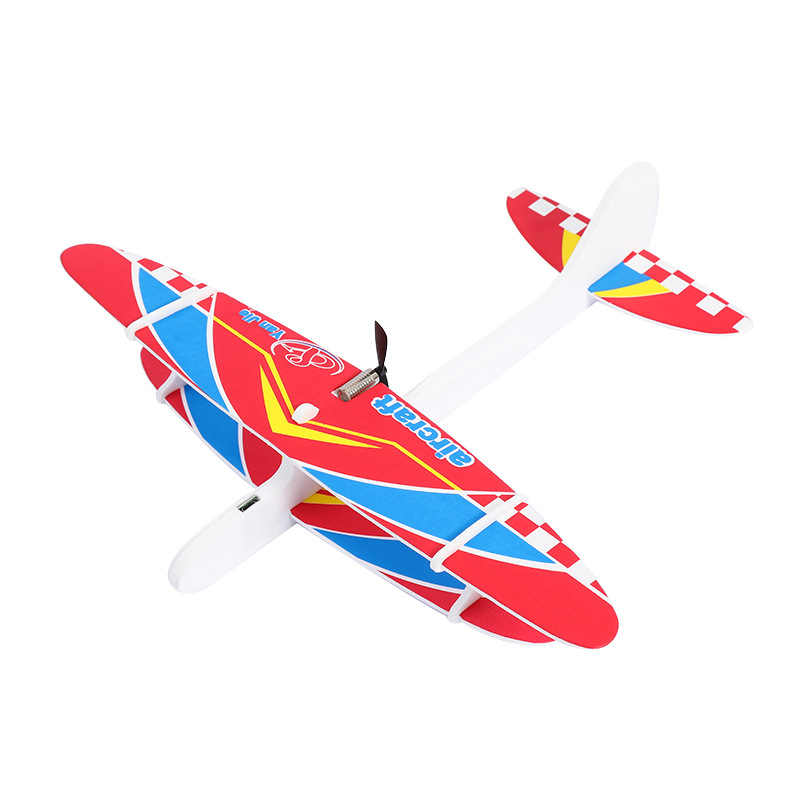 Electric Bubble Plane USB Rechargeable Hand Throw Double Wing Glider Outdoor Assembly Toy for Children Aviation Model