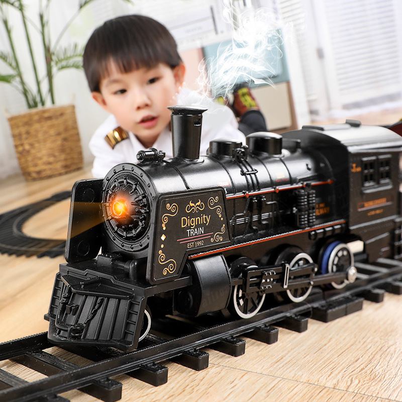 Simulation Electric Track Classical Model Toy Retro Steam High-Speed Rail Train Boy Novelty Stall Toy