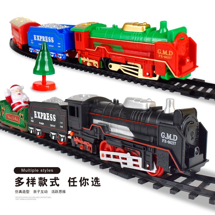 Train Toy Cross-Border Electric Simulation Track Retro Train Santa Claus Suits Children&#039;s Van Model Rail Treasure Toy