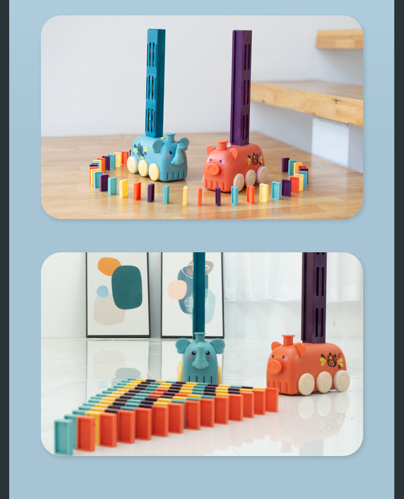 Cross-Border Foreign Trade Assembled Three-Dimensional Dominoes Toy Educational Unit Blocks on Wheels Children's Hot Selling Animal Train Set Cross-Border Foreign Trade Assembled Three-Dimensional Dominoes Toy Educational Unit Blocks on Wheels Children's Hot Selling Animal Train Set