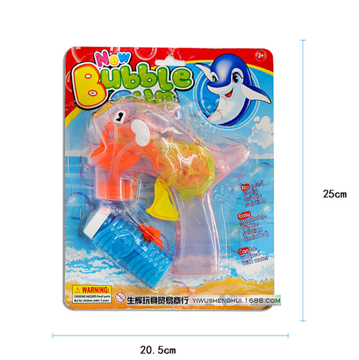 Dolphins modelling children inertial automatic bubble gun with light blow bubble machine