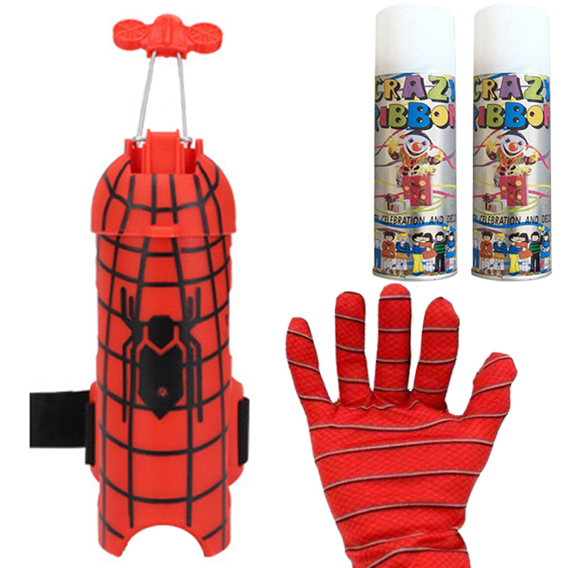 Night Market Toy Stall Extraordinary Gloves Spinning Spider-Man Transmitter Wrist Spraying Children&#039;s Gloves Spinning Suit