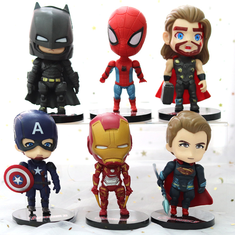 Q Version Avengers Cake Ornaments Anime Garage Kits Toy Model Doll Steel Spider-Man Cake Decoration