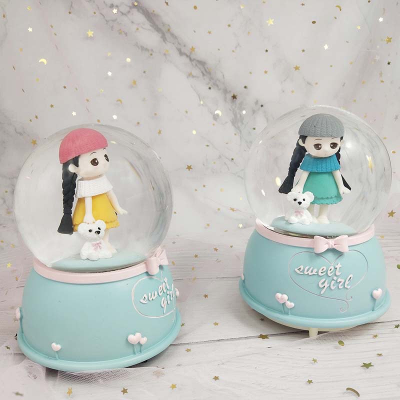 Resin crafts fresh lovely little girl music box rotation music box crystal ball manufacturers direct sales Resin crafts fresh lovely little girl music box rotation music box crystal ball manufacturers direct sales