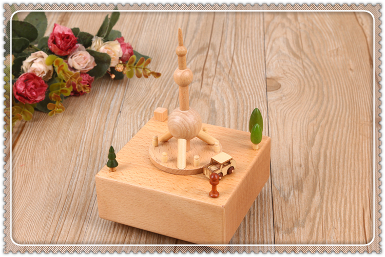 Shanghai Oriental pearl shaped box real wood music box zhilie trading co. LTD