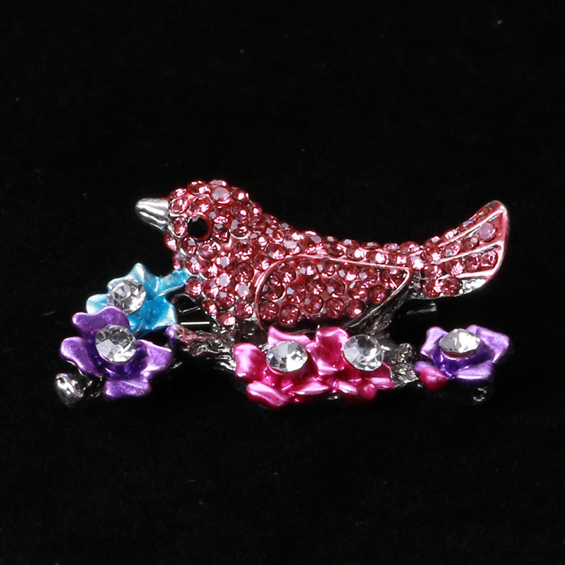Factory Wholesale Europe and America Creative Animal Corsage Bird over Crystal Brooch Cross-Border Foreign Trade Clothing Accessories Pin