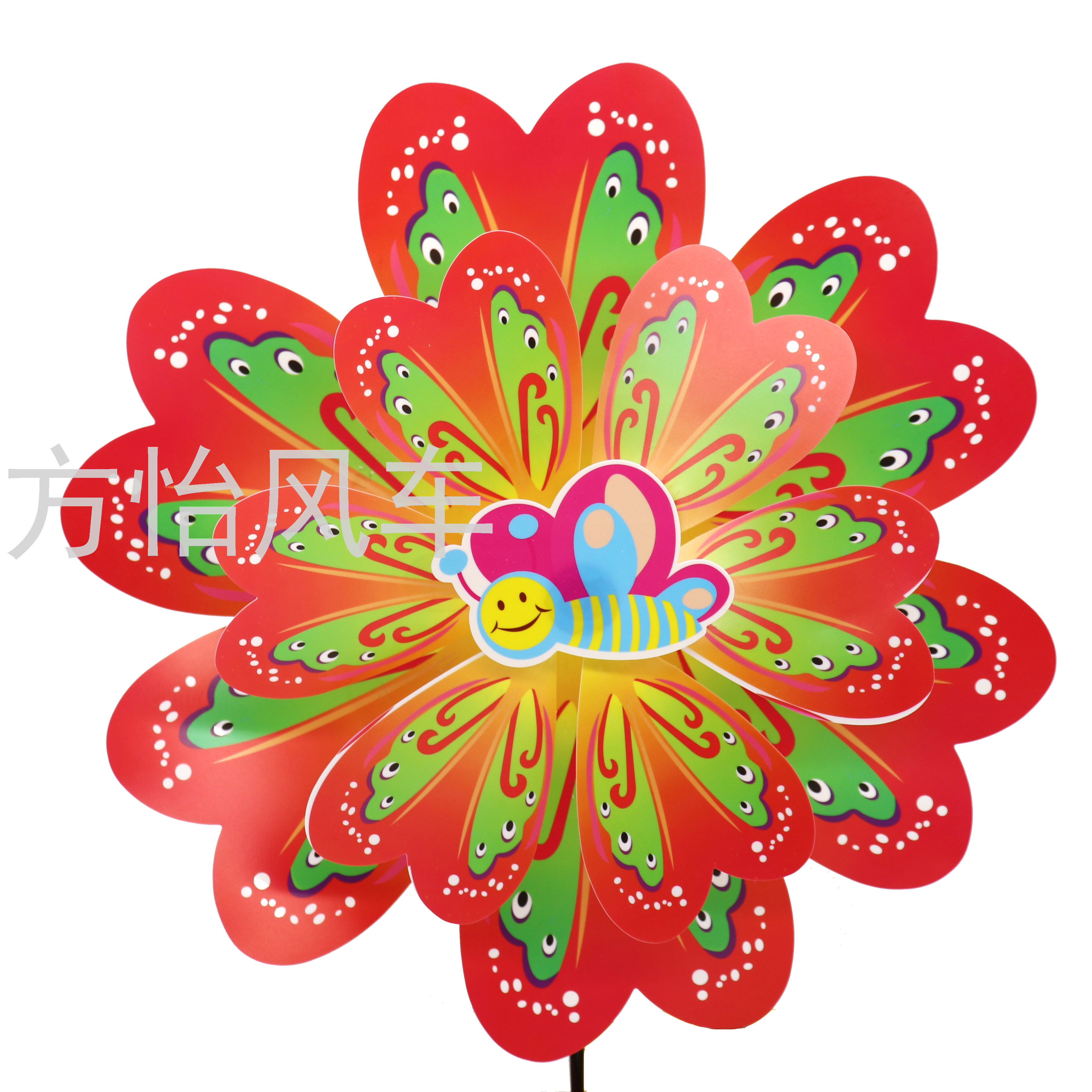 38cm Traditional Big Windmill Children&#039;s Toys Hot Sale Cartoon Pattern Bee Butterfly Windmill Windmill Festival Decorating Windmill