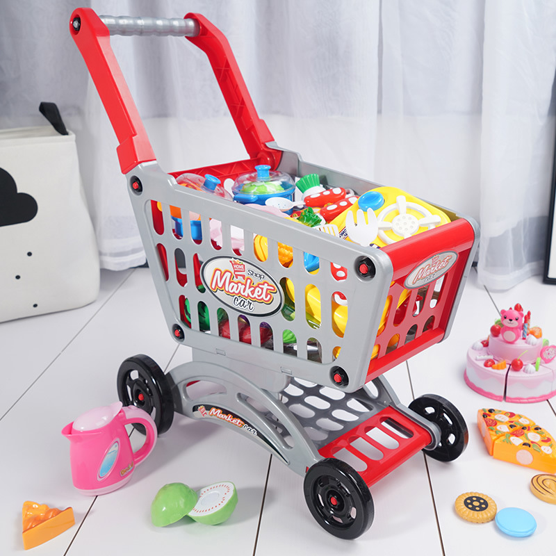 Shopping Cart Toy Children Trolley Baby Simulation Supermarket Trolley Children Play House Kitchen Cashier