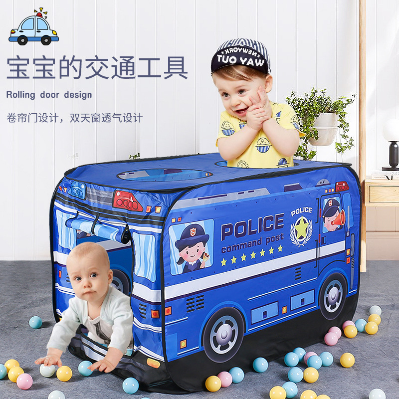Children&#039;s Tent Police Car Fire Truck Play House Indoor and Outdoor Folding Tent Game House Children Car Tent