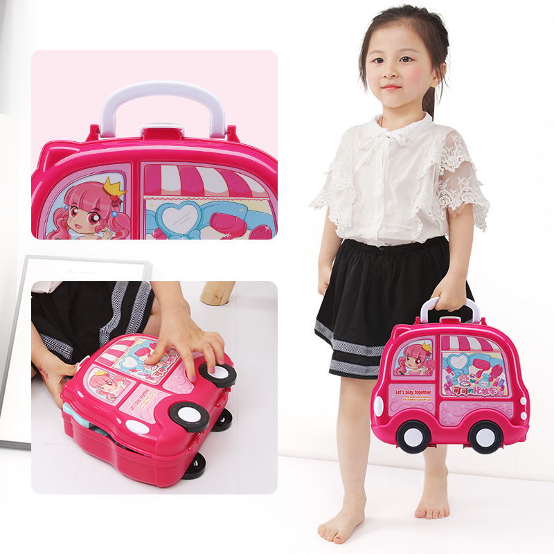 Stall Products Children Play House Girls Makeup Toys Hamburger Food Trailer Candy Ice Cream Sales Pushcart Suitcase