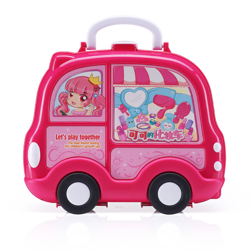 Stall Products Children Play House Girls Makeup Toys Hamburger Food Trailer Candy Ice Cream Sales Pushcart Suitcase