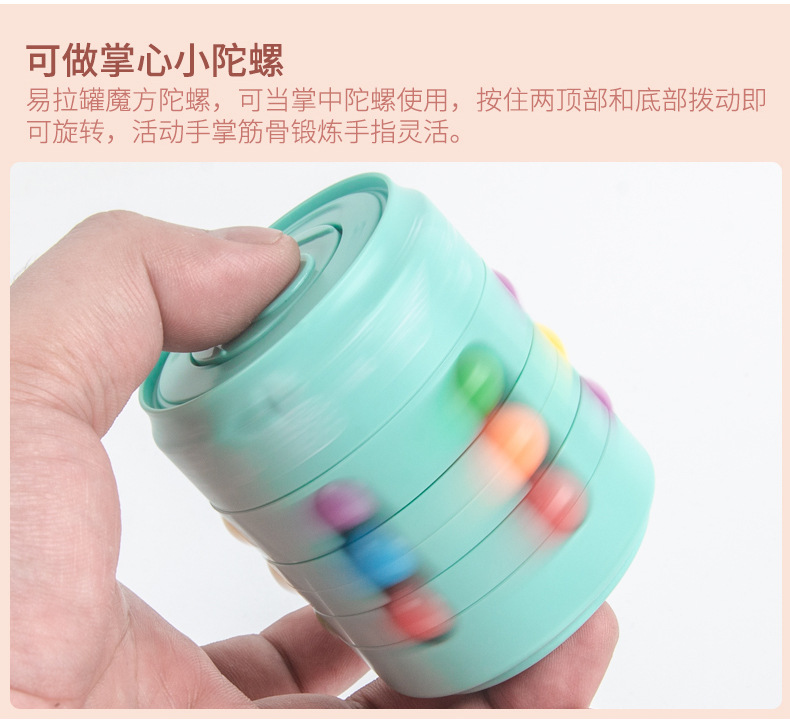 Cross-Border Hot Selling Hamburger Magic Bean Cola Cube Fingertip Gyro Decompression Finger Rotation Cans Ball Toy