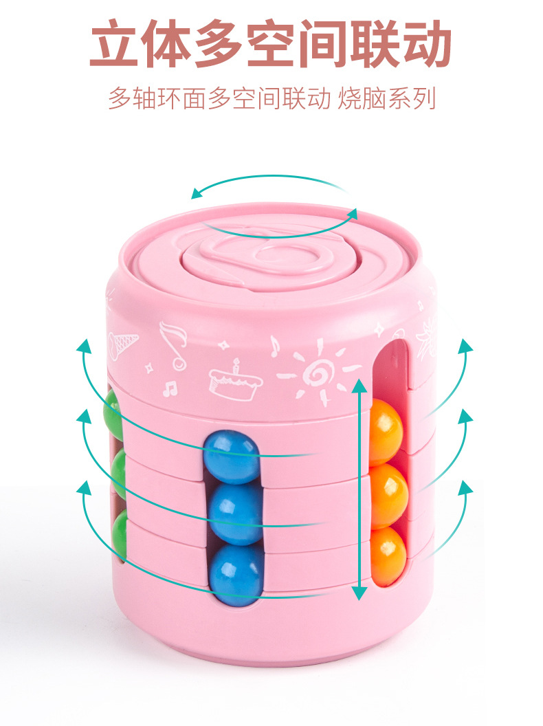 Cross-Border Hot Selling Hamburger Magic Bean Cola Cube Fingertip Gyro Decompression Finger Rotation Cans Ball Toy