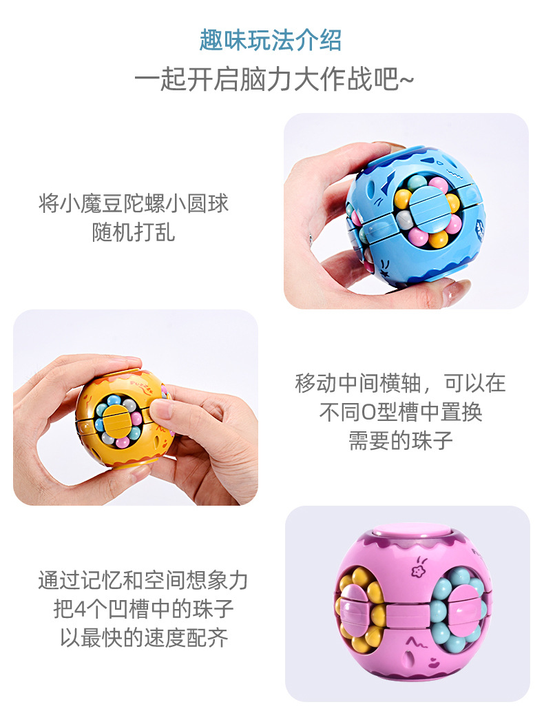 Children's Educational Toys Color Decompression Fidget Cube Finger Rotating Cube Gyro Cube Small Magic Bean Toy