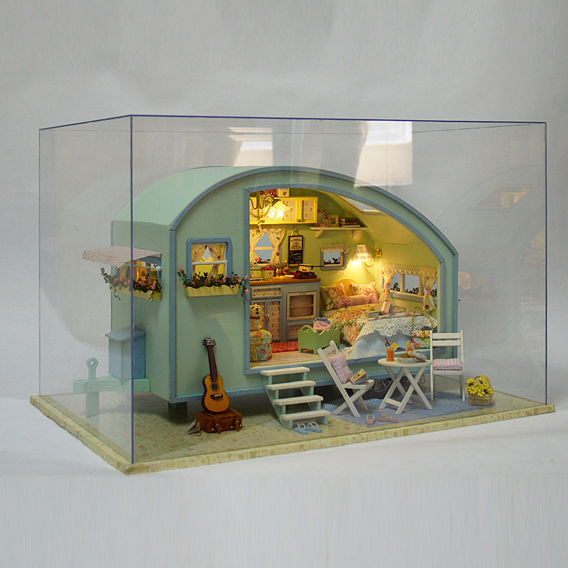 Cute Room DIY Cottage Light Brigade RV Model Creative Girls&#039; Gifts Villa Model Toy Assembled Large