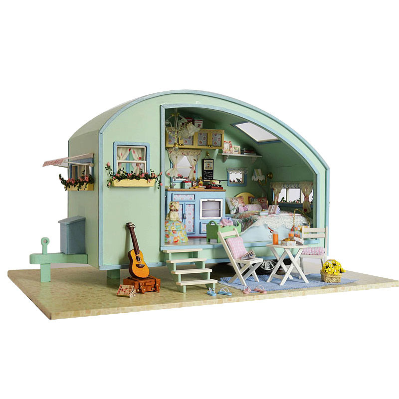 Cute Room DIY Cottage Light Brigade RV Model Creative Girls&#039; Gifts Villa Model Toy Assembled Large