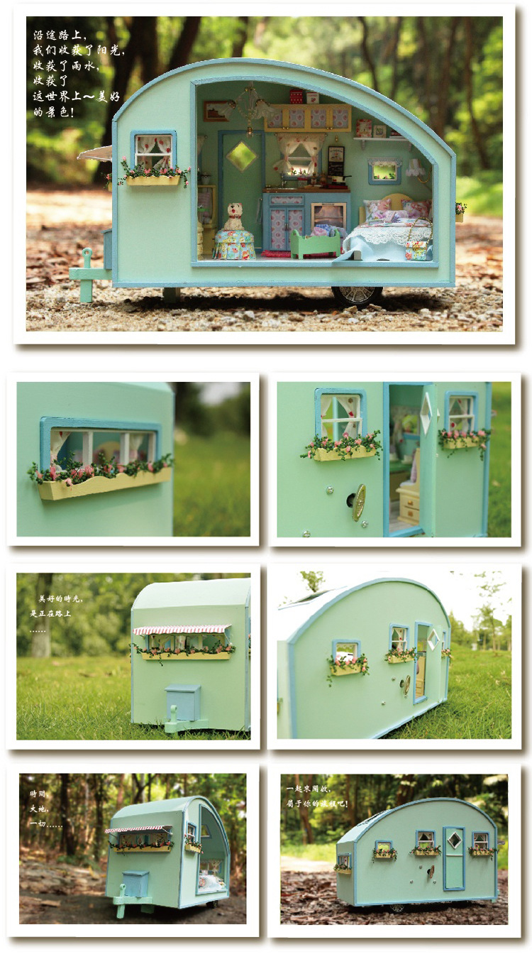 Cute Room DIY Cottage Light Brigade RV Model Creative Girls' Gifts Villa Model Toy Assembled Large
