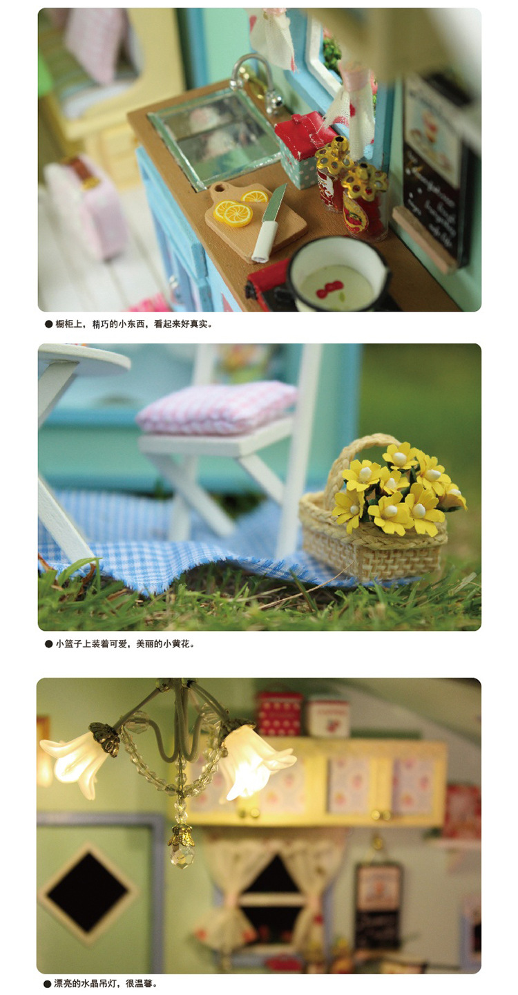 Cute Room DIY Cottage Light Brigade RV Model Creative Girls' Gifts Villa Model Toy Assembled Large