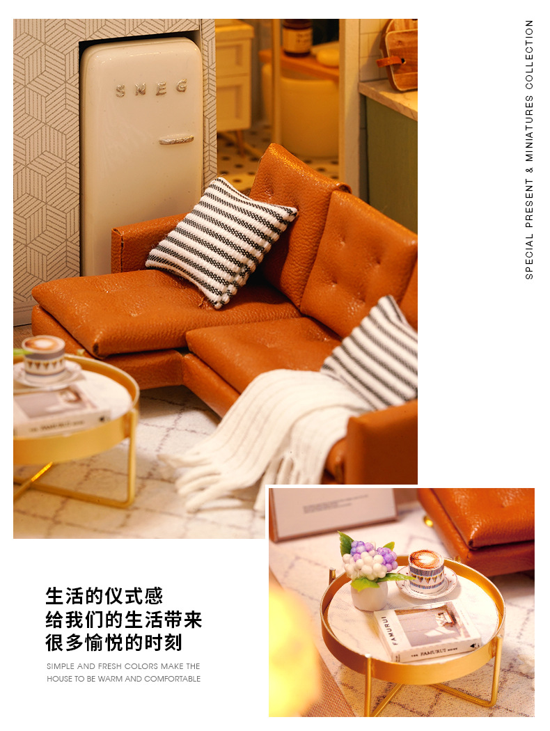 Cute Room DIY Cottage Comfortable Life Manual Assembly Model Toy Small House Creative Birthday Gift for Women