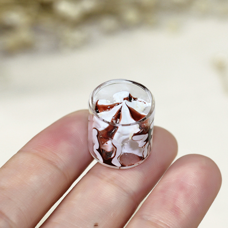 Doll House Accessories Ob11 Creative Design Decoration Miniature Model Toy Transparent Glass Ice Cream Cup Spoon I314